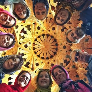  Digging into my photos and found this one. We couldn't have found a better place for a group selfie than the exquisite ceiling of the music hall of Ali-Qapu palace in #Esfahan. Oh the memories...  